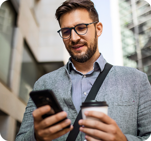 A man looking at his mobile phone